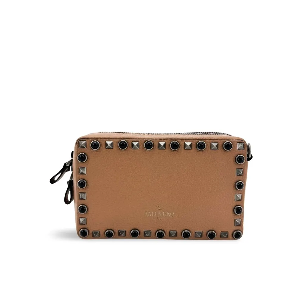 Valentino Garavani Rockstud Rolling Camera Bag Beige Beige Leather Very good - Front View