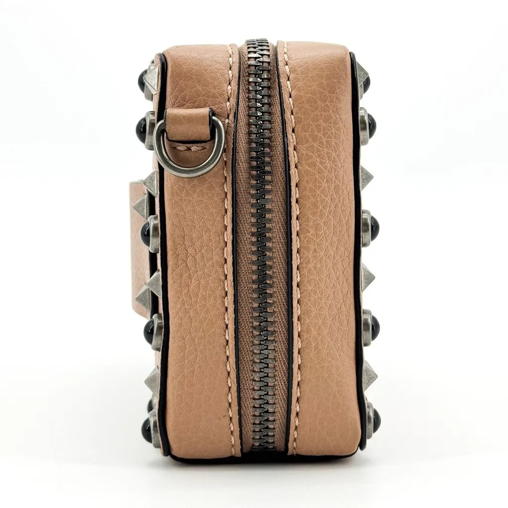 Valentino Garavani Rockstud Rolling Camera Bag Beige Beige Leather Very good - Box View