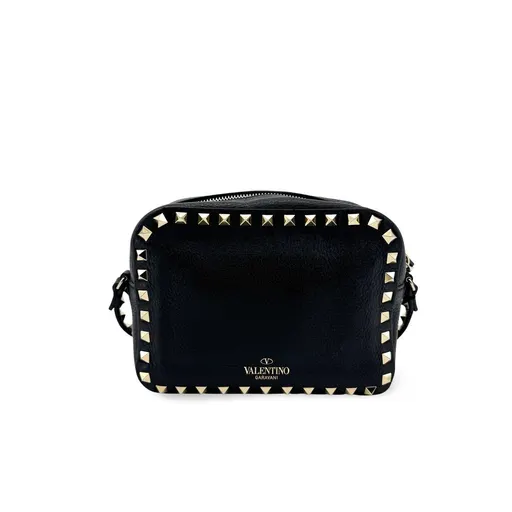 Valentino Garavani Rockstud Small Leather Camera Bag Black