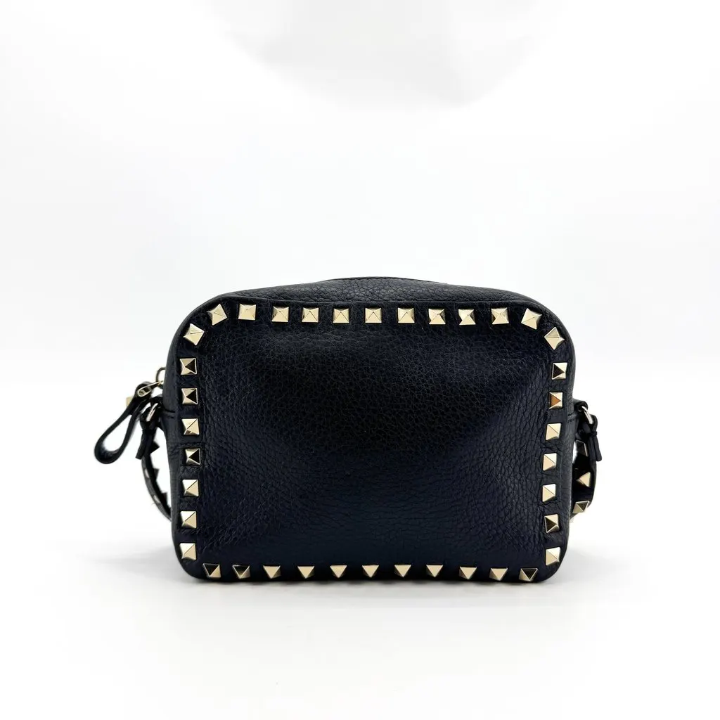 Valentino Garavani Rockstud Small Leather Camera Bag Black Black Leather Good - Inside View