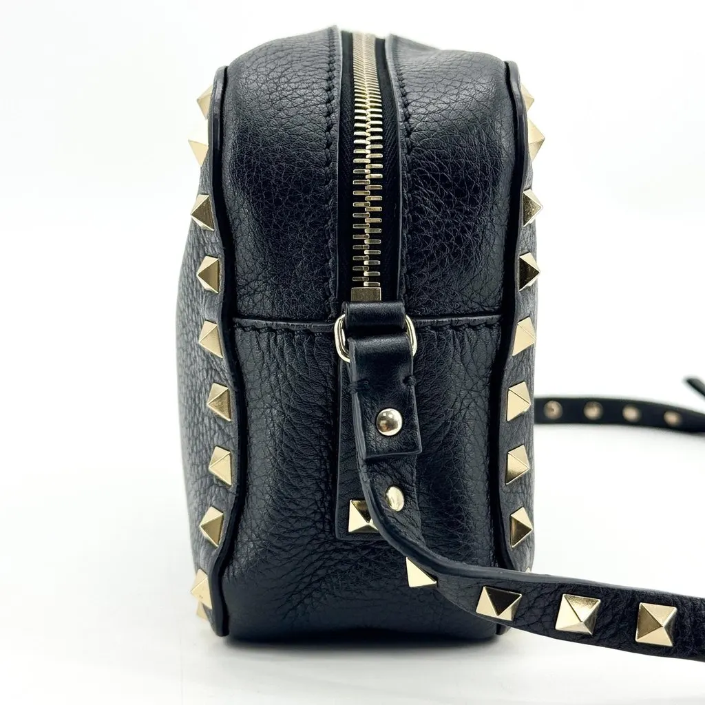 Valentino Garavani Rockstud Small Leather Camera Bag Black Black Leather Good - Box View
