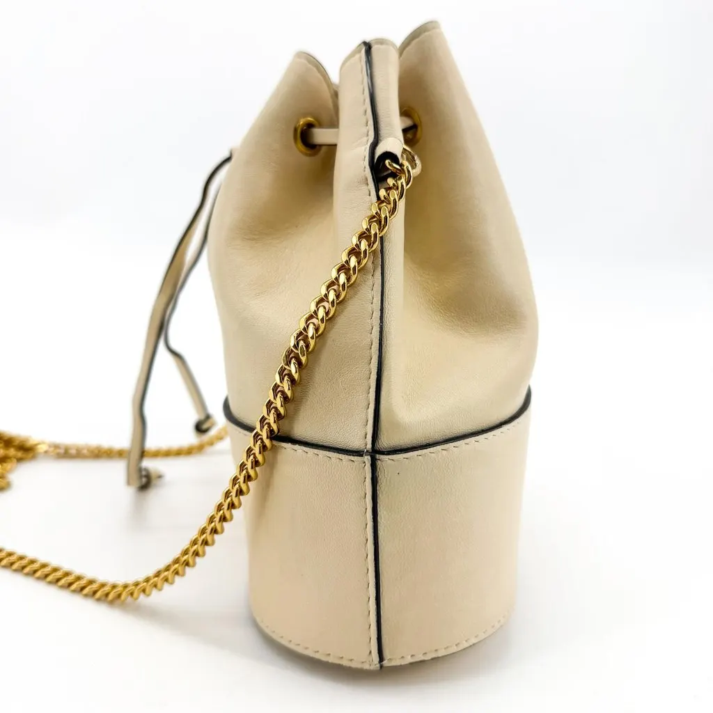 Valentino Garavani VLogo Signature Small Leather Bucket Bag Ivory Beige Leather Fair - Model View