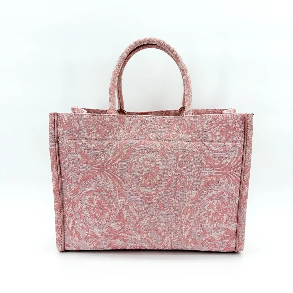 Versace Large Logo Jacquard Baroque Tote Bag Pink MultiColor Jacquard Very good - Inside View