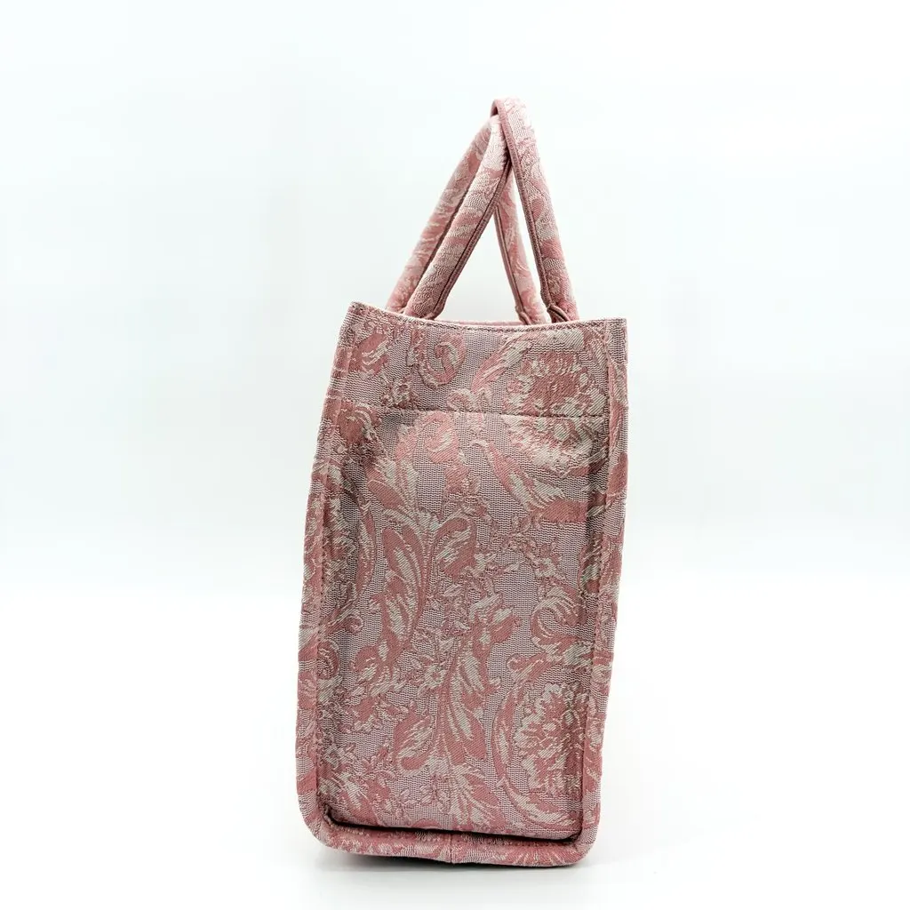 Versace Large Logo Jacquard Baroque Tote Bag Pink MultiColor Jacquard Very good - Model View