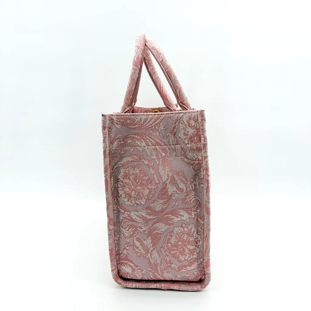Versace Large Logo Jacquard Baroque Tote Bag Pink MultiColor Jacquard Very good - Box View
