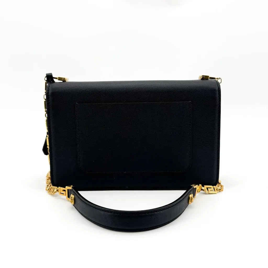 Versace Tribute Medusa Leather Shoulder Bag Black Gold Black Leather Very good - Inside View