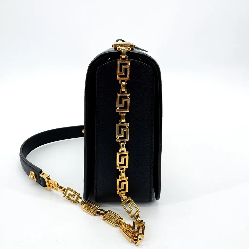 Versace Tribute Medusa Leather Shoulder Bag Black Gold Black Leather Very good - Box View