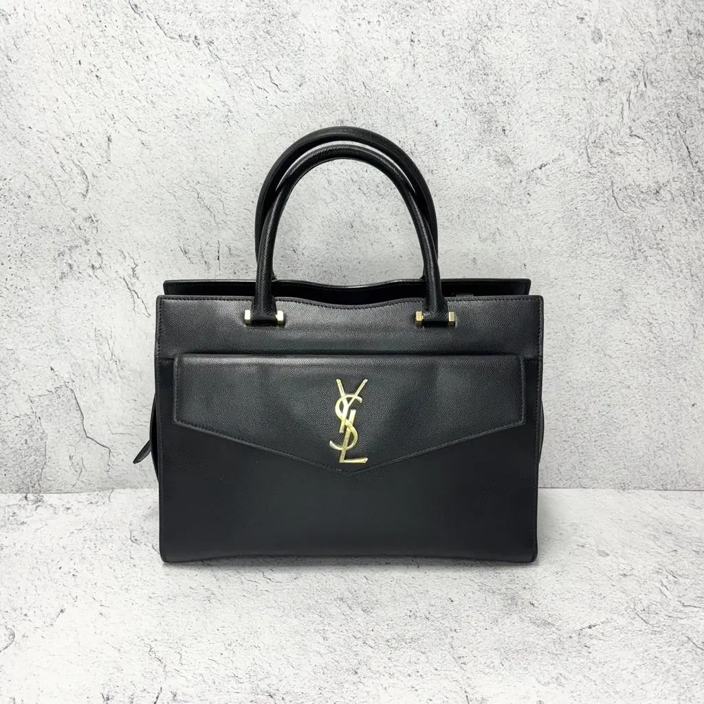 Saint Laurent Uptown Medium Shoulder Bag Black Black Leather Good - Back View