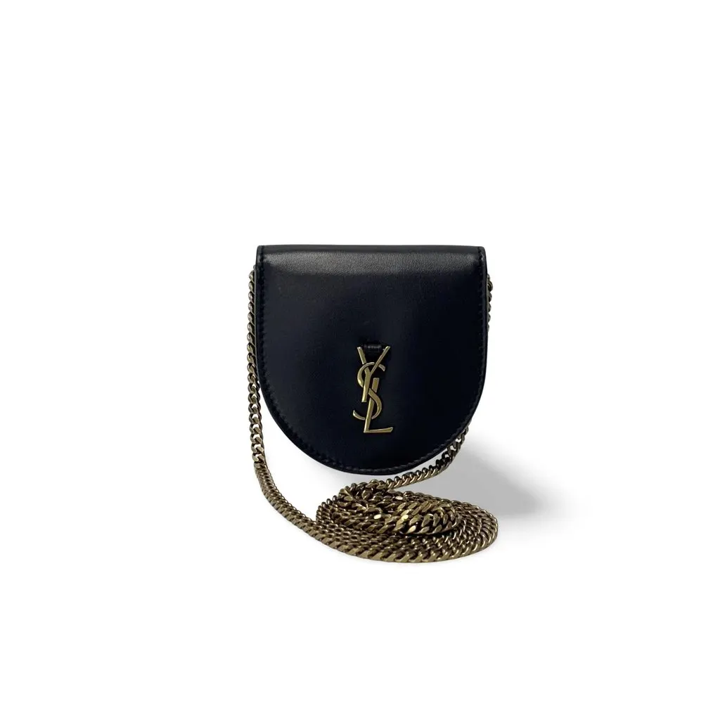 Saint Laurent Baby Kaia Satchel Bag Black Leather Good - Front View