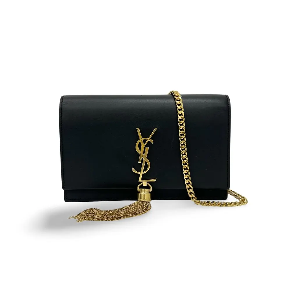 Saint Laurent WOC Tassel Kate Bag Black Leather Good - Front View