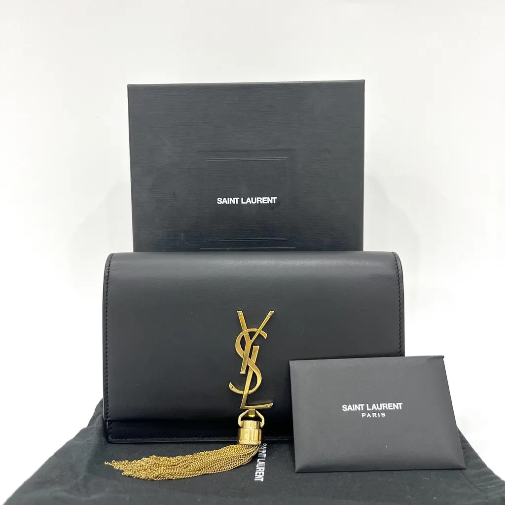 Saint Laurent WOC Tassel Kate Bag Black Leather Good - Back View