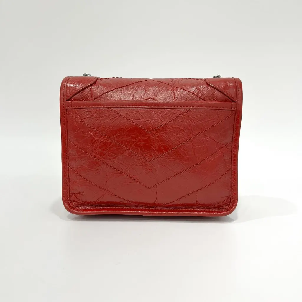 Saint Laurent Nikki Crinkle Vintage Chain Shoulder Bag 583103 Red Leather Good - Inside View