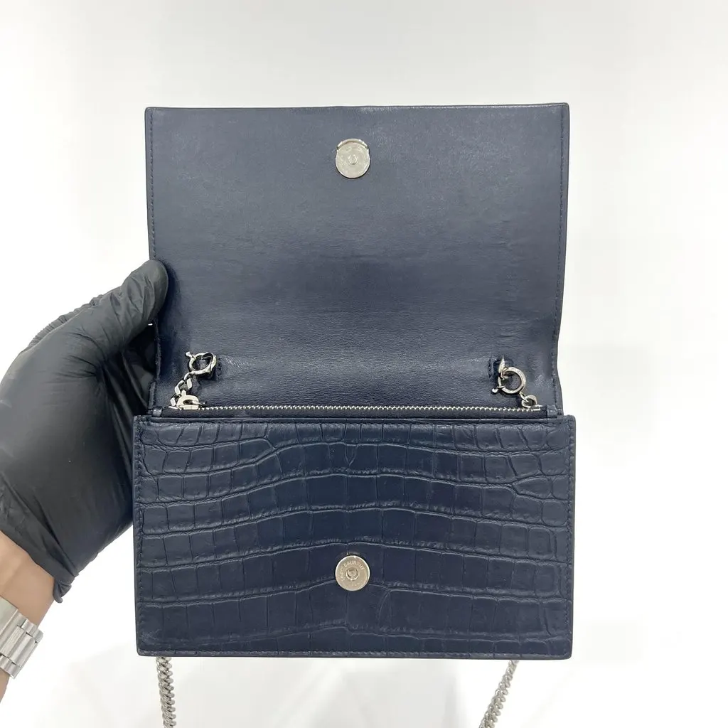 Saint Laurent WOC Tassel Kate Bag Navy Leather Very good - Box View