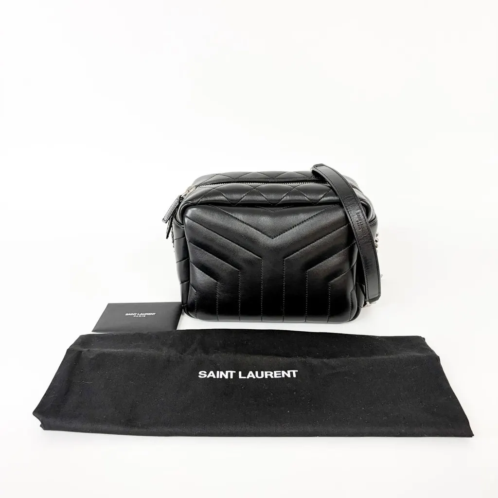 Saint Laurent Lou Camera Bag Quilted Leather Black Silver Hardware MultiColor Leather Good - Back View