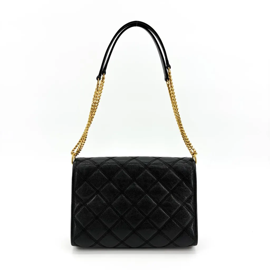 Saint Laurent Becky Medium Chain Shoulder Bag Black Gold Hardware Black Leather Very good - Back View