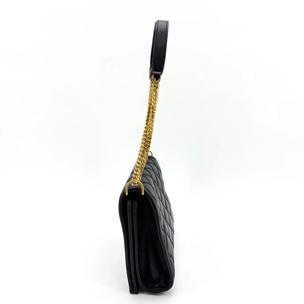 Saint Laurent Becky Medium Chain Shoulder Bag Black Gold Hardware Black Leather Very good - Inside View
