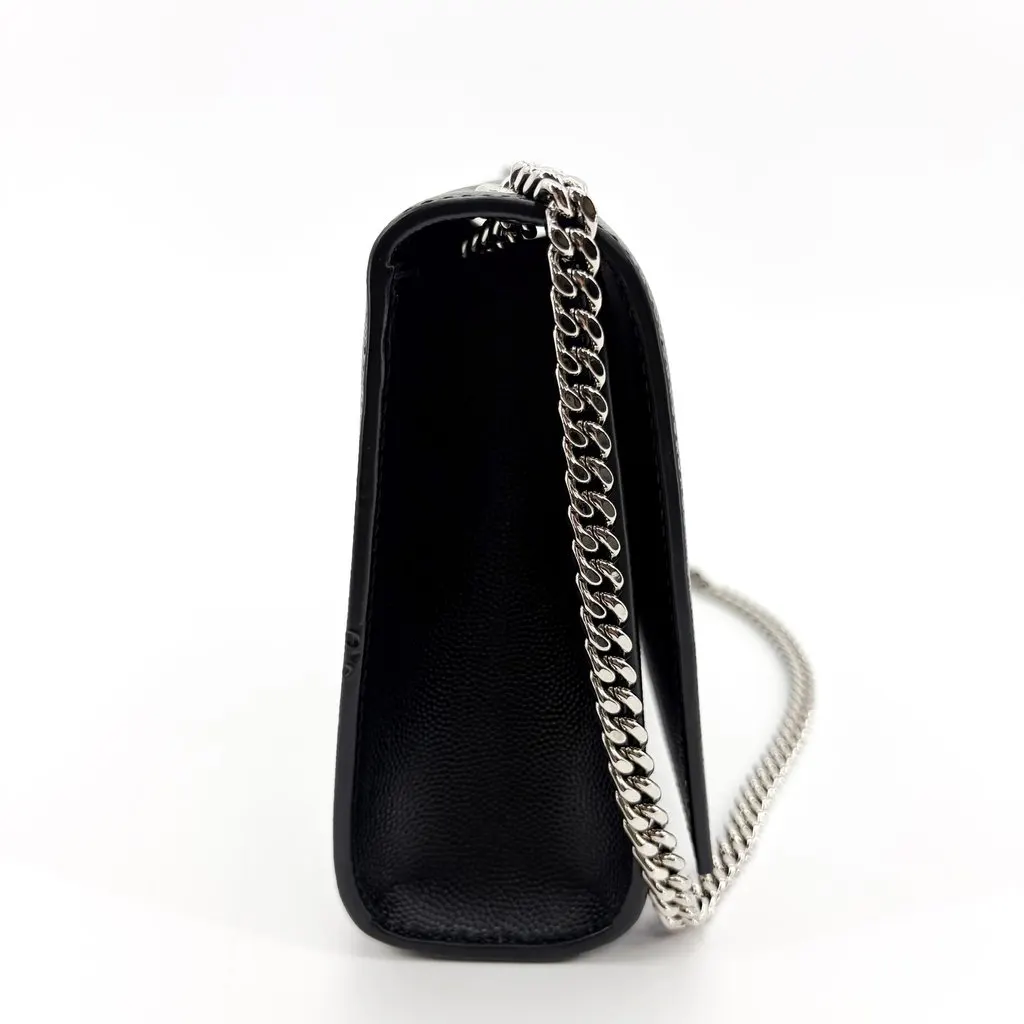 Saint Laurent Medium Kate Shoulder Bag Black Silver Hardware Black Leather Very good - Model View