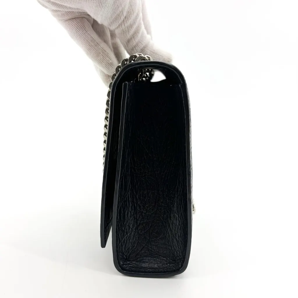 Saint Laurent Medium Kate Tassel Shoulder Bag Crocodile Embossed Black Silver Hardware Black Leather Very good - Model View