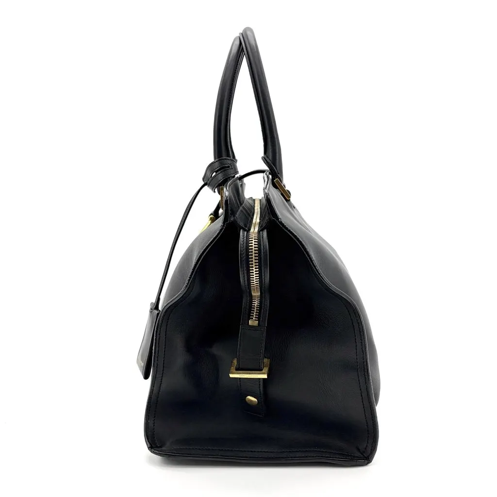 Saint Laurent Classic Cabas Chic Large Black Gold Hardware Black Leather Good - Model View