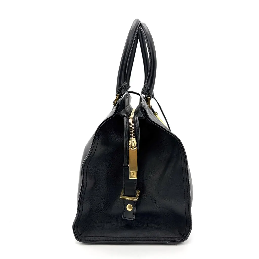 Saint Laurent Classic Cabas Chic Large Black Gold Hardware Black Leather Good - Box View