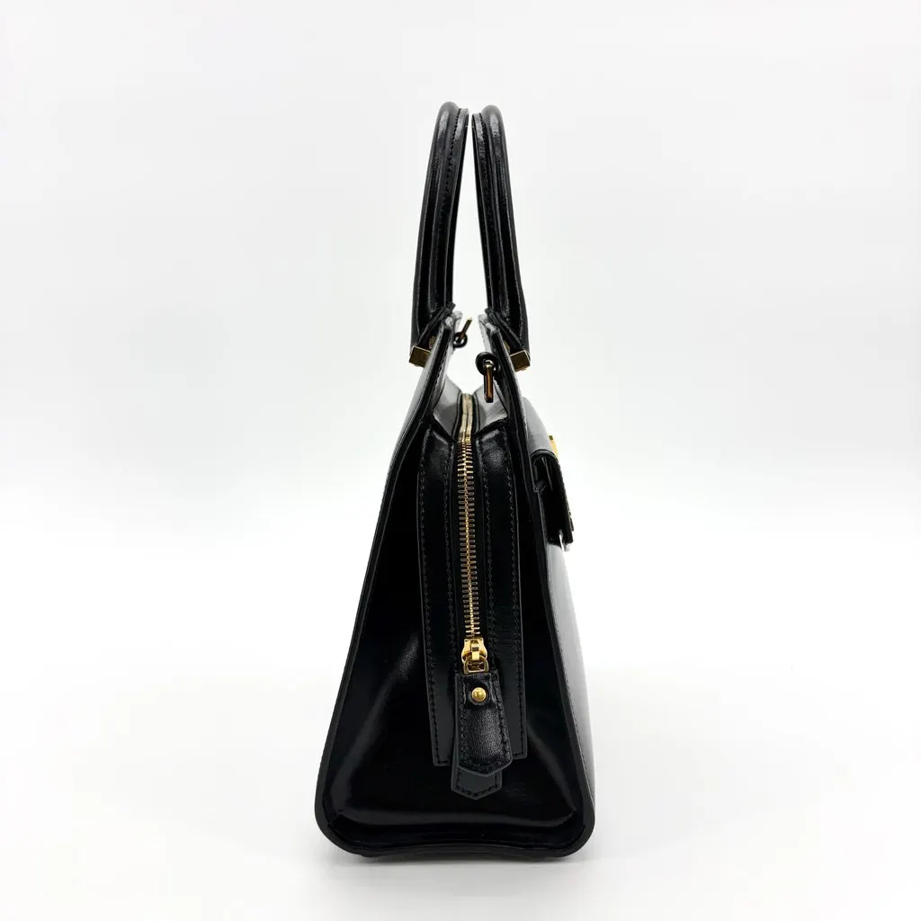Saint Laurent Small Uptown Tote Bag Black Black Leather Very good - Box View