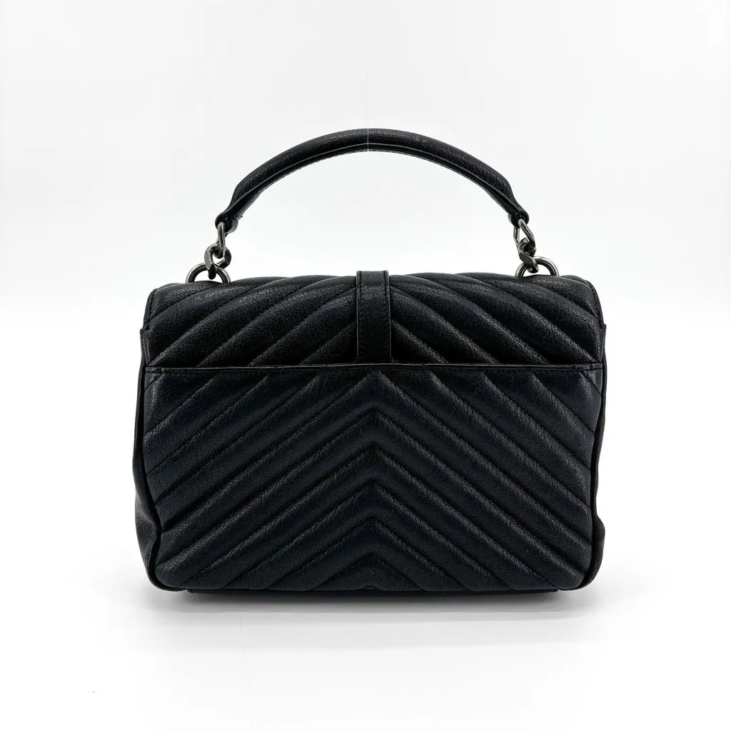Saint Laurent Medium College Bag Black Silver Hardware Black Shearling Very good - Inside View