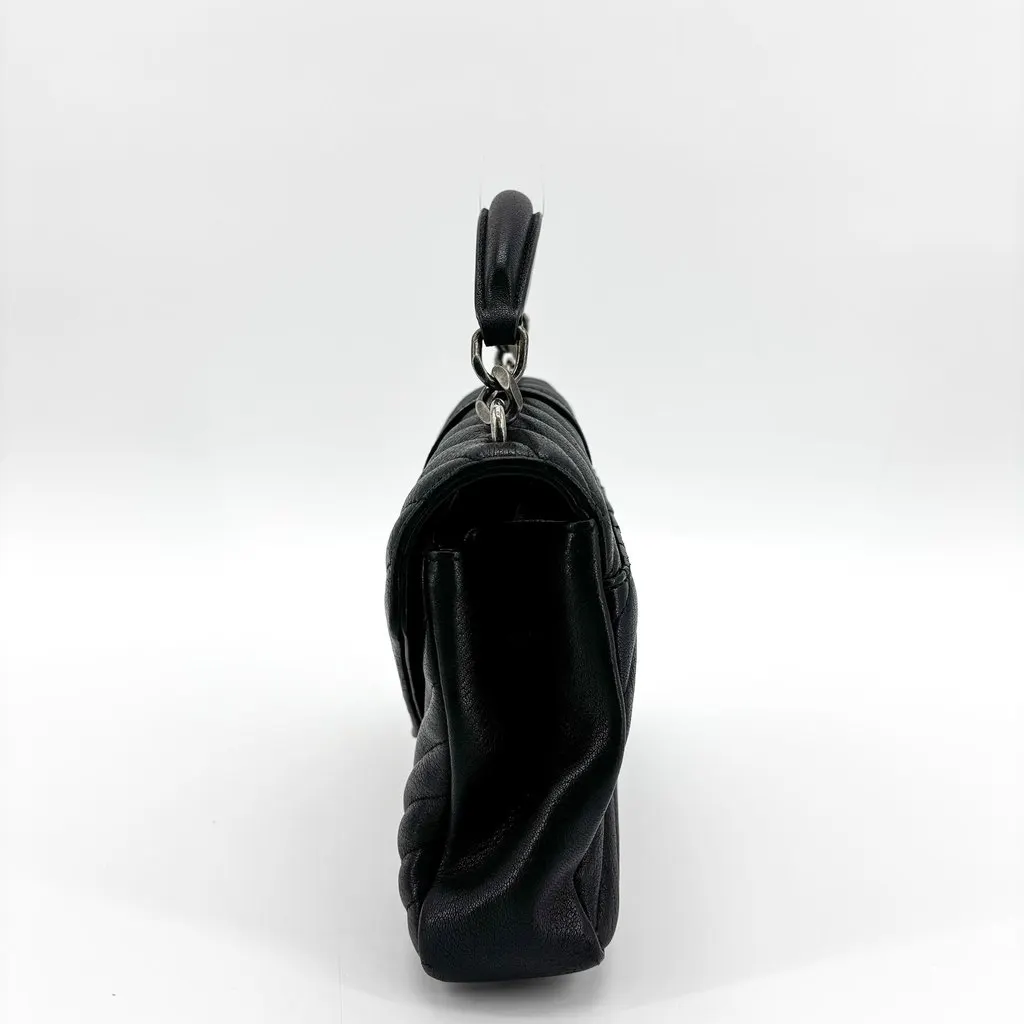 Saint Laurent Medium College Bag Black Silver Hardware Black Shearling Very good - Model View