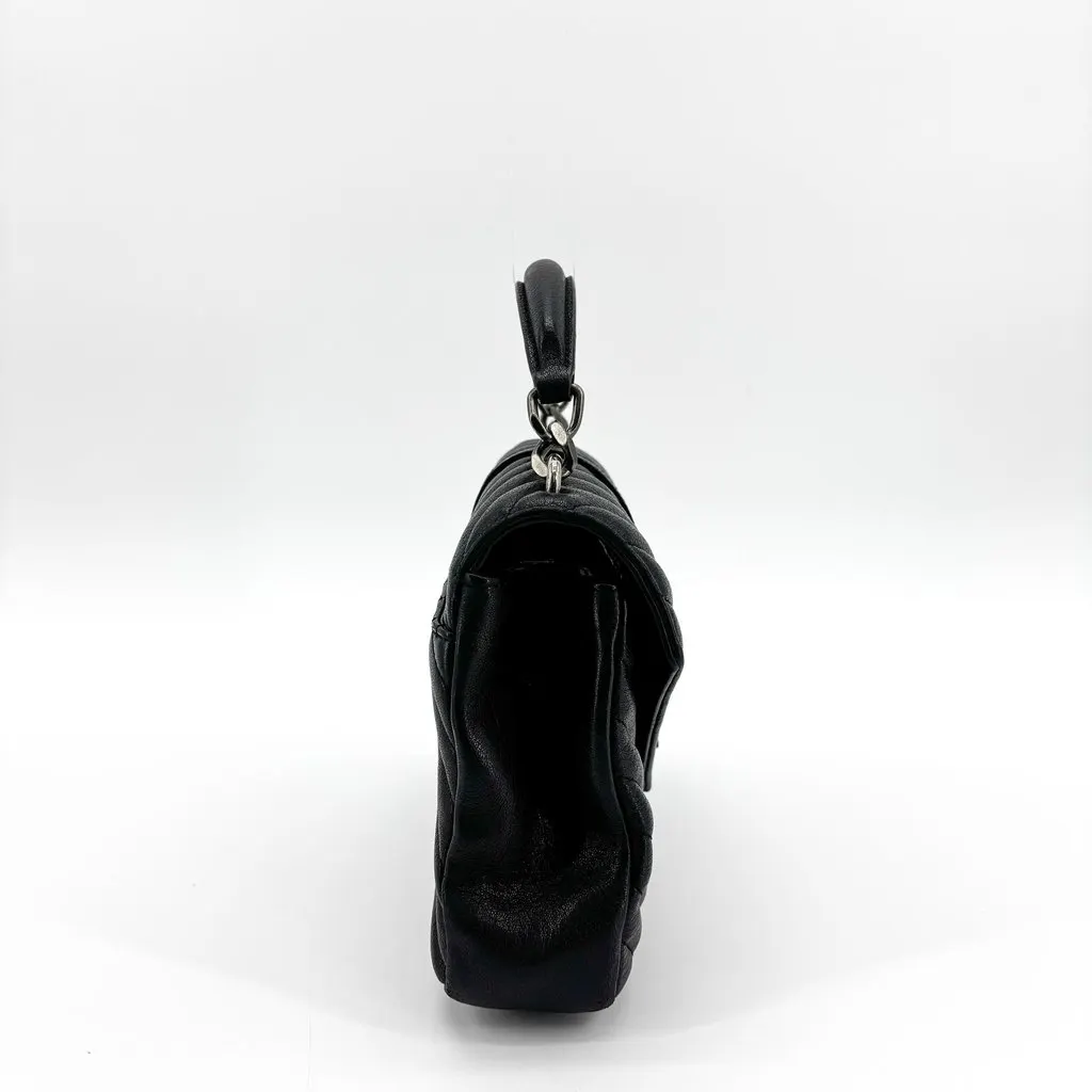 Saint Laurent Medium College Bag Black Silver Hardware Black Shearling Very good - Box View
