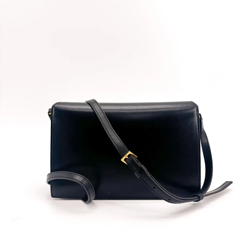 Saint Laurent Catherine Leather Satchel Crossbody Bag Black Leather Good - Inside View