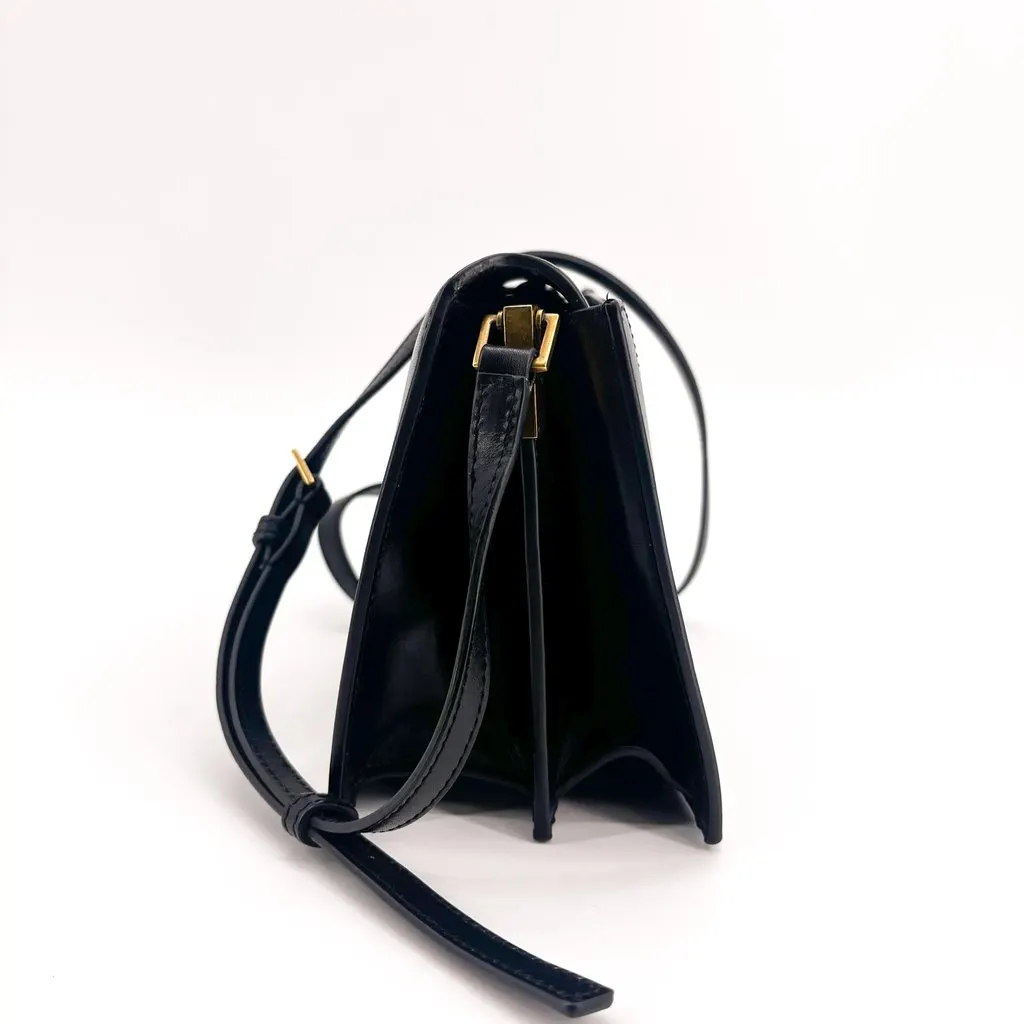 Saint Laurent Catherine Leather Satchel Crossbody Bag Black Leather Good - Box View
