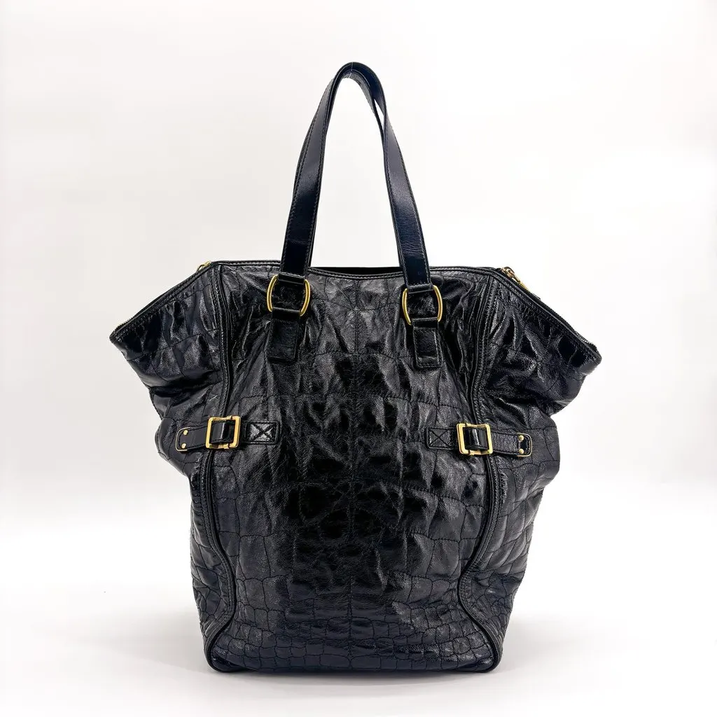 Saint Laurent Downtown Large Tote Bag Black Leather Good - Back View