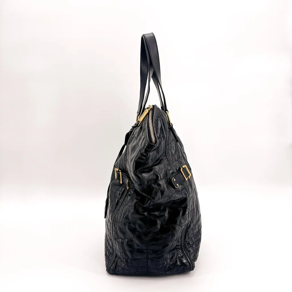 Saint Laurent Downtown Large Tote Bag Black Leather Good - Inside View
