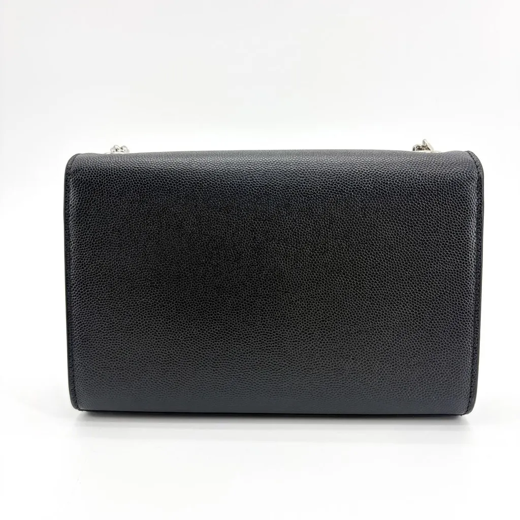 Saint Laurent Kate Medium Shoulder Bag Black Silver Hardware Black Leather Good - Inside View