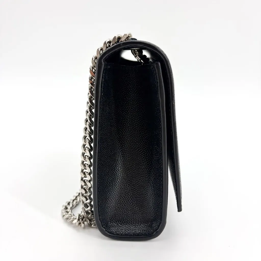 Saint Laurent Kate Medium Shoulder Bag Black Silver Hardware Black Leather Good - Box View