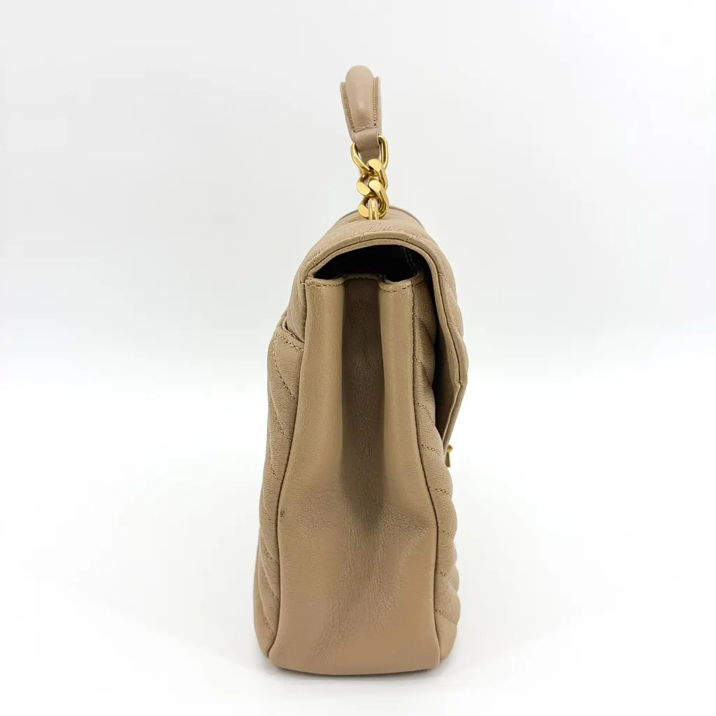 Saint Laurent Medium College Bag Taupe Matelasse Leather Vintage Gold Hardware Beige Shearling Very good - Box View
