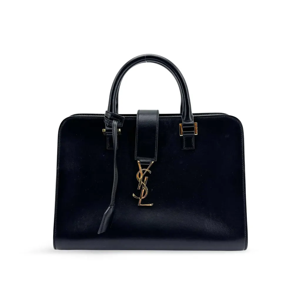 Saint Laurent Small Monogram Cabas Bag Black Black Leather Very good - Front View
