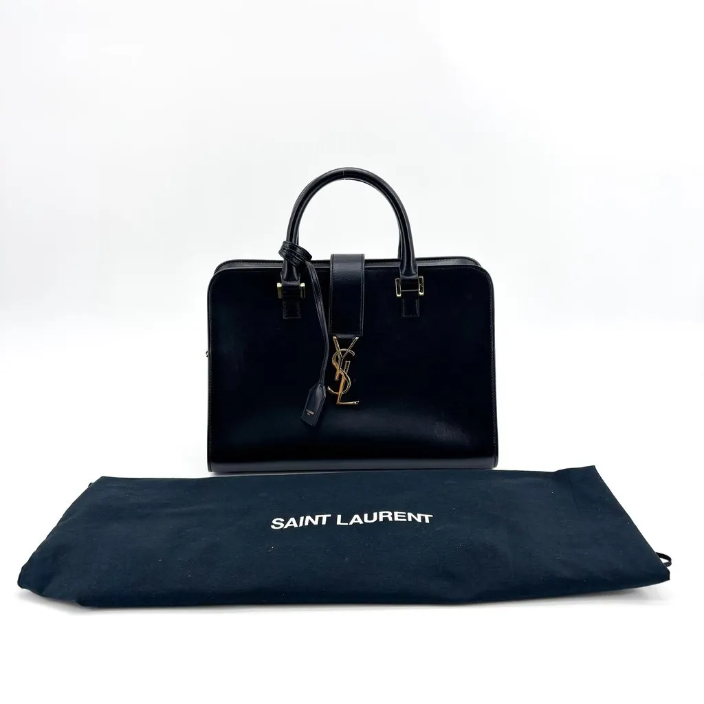 Saint Laurent Small Monogram Cabas Bag Black Black Leather Very good - Back View