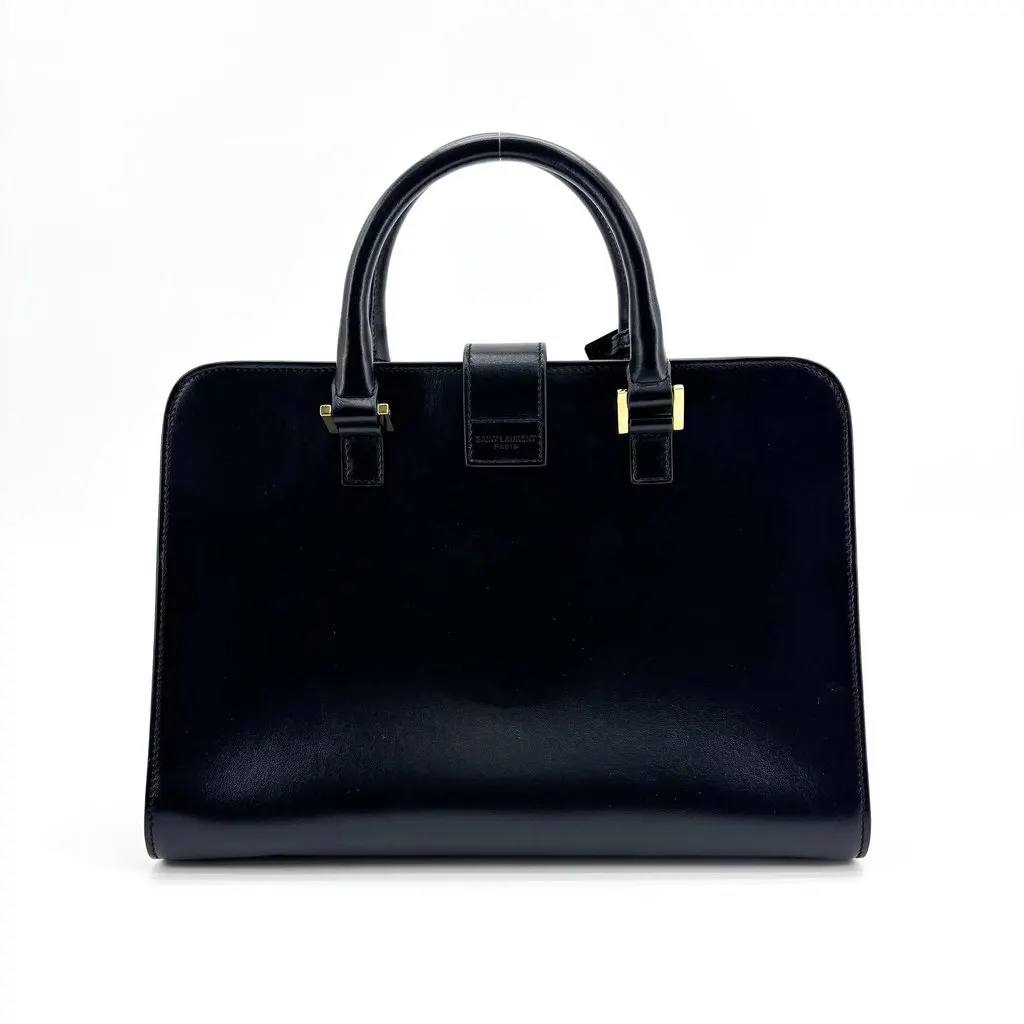 Saint Laurent Small Monogram Cabas Bag Black Black Leather Very good - Inside View