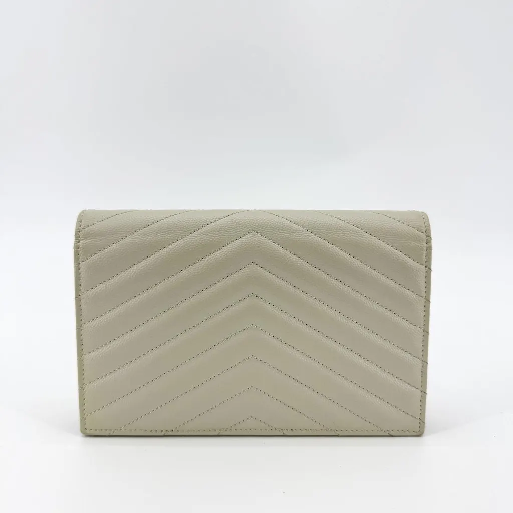 Saint Laurent Monogram Envelope Chain Wallet Blanc Vintage Gold Hardware Gold Leather Very good - Back View
