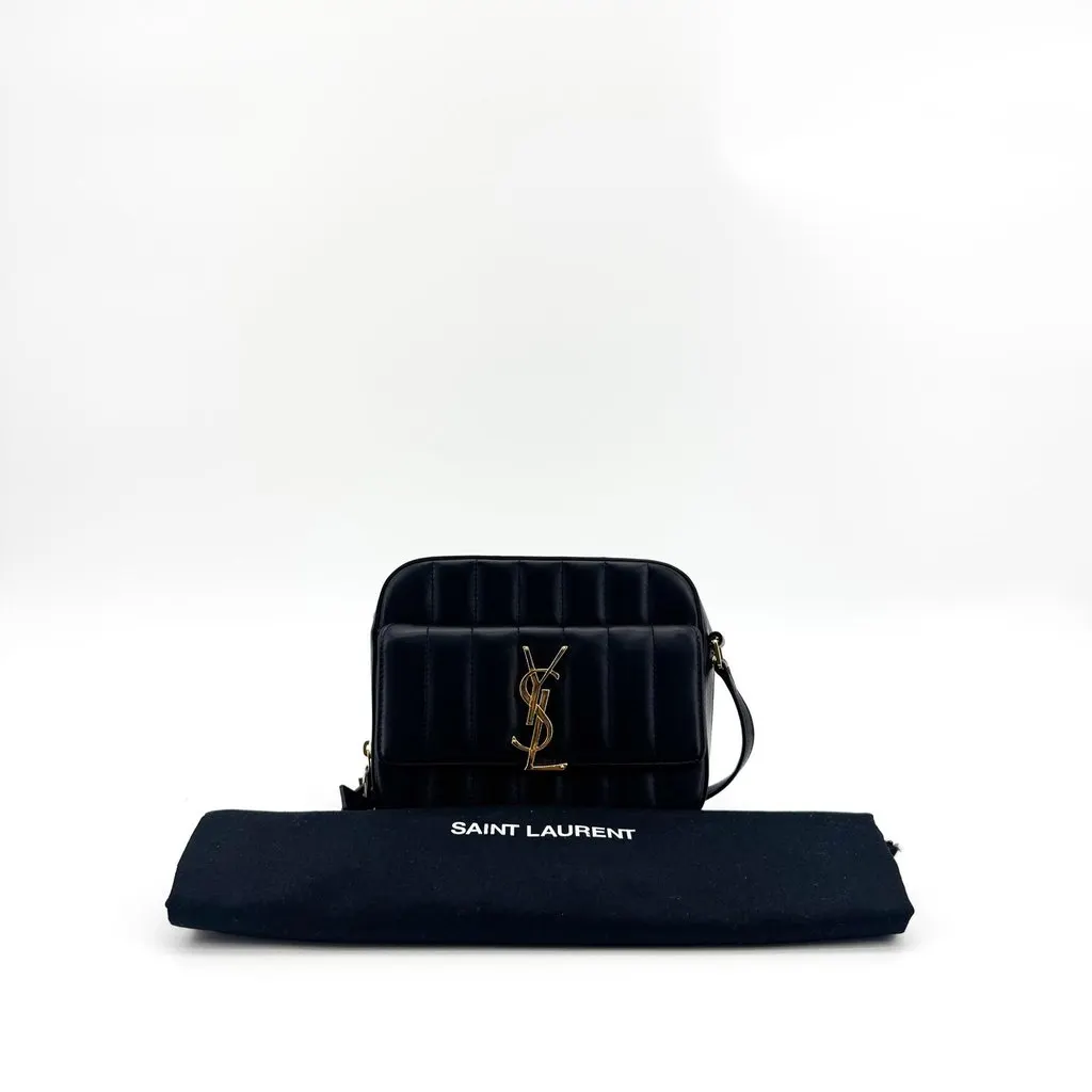 Saint Laurent Small Vicky Camera Bag Black Gold Hardware Black Leather Very good - Back View