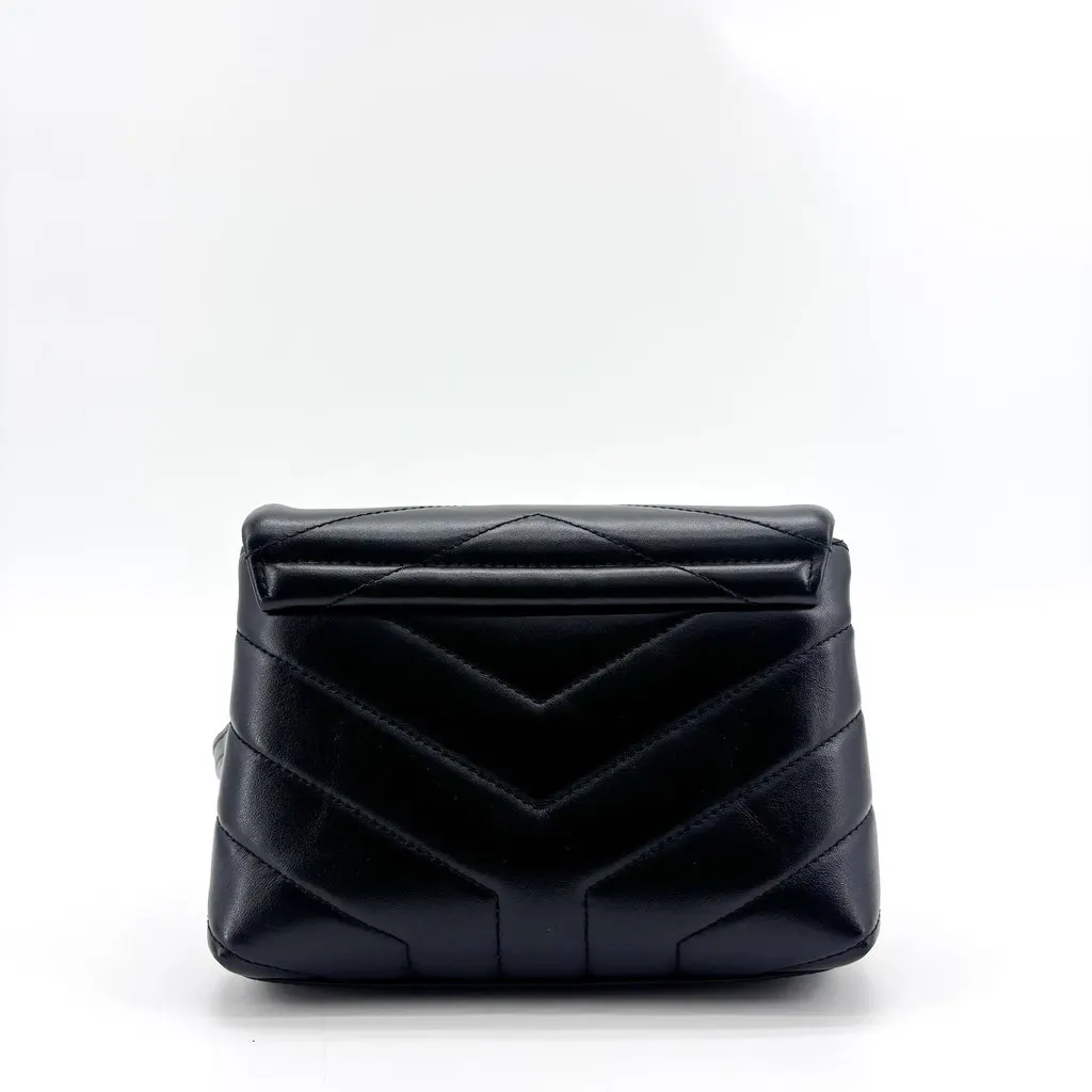 Saint Laurent Toy Loulou Bag in Matelassé Leather Black Silver Black Leather Good - Inside View