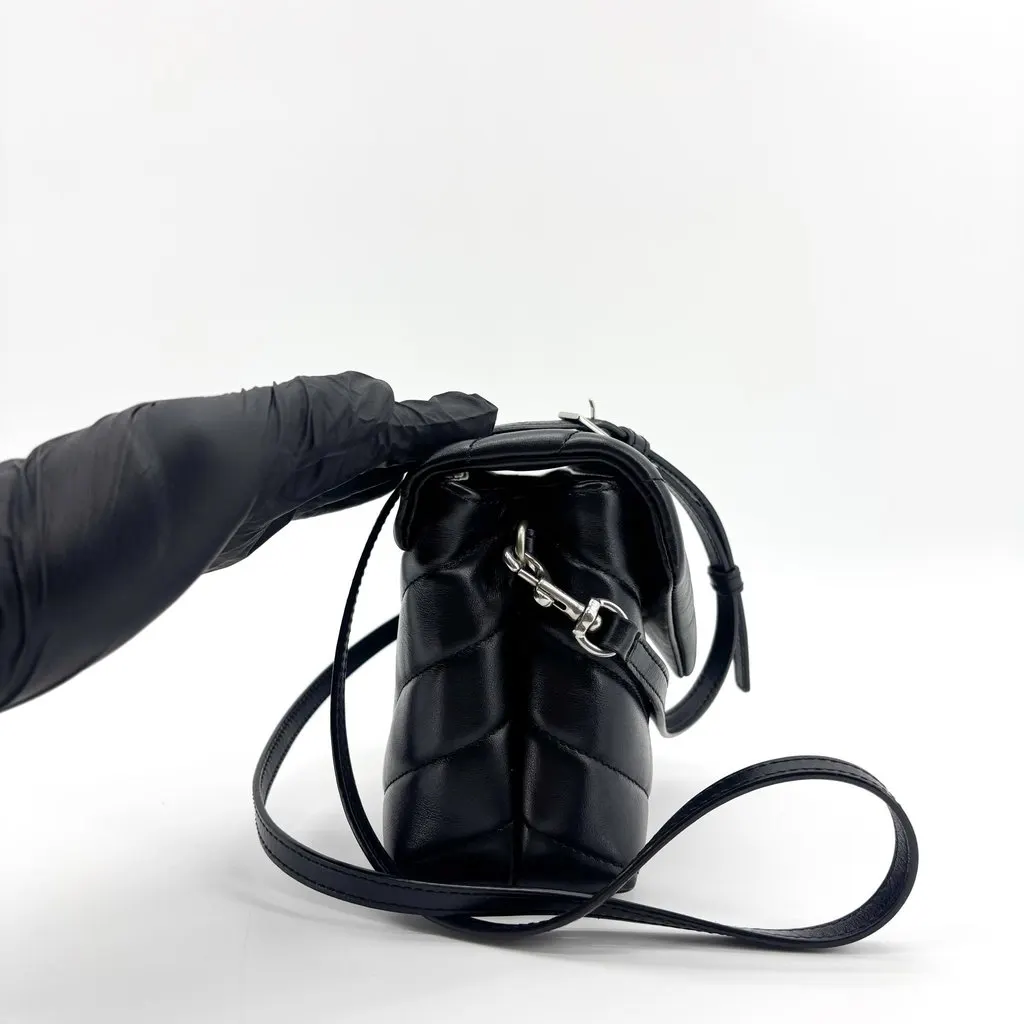 Saint Laurent Toy Loulou Bag in Matelassé Leather Black Silver Black Leather Good - Box View