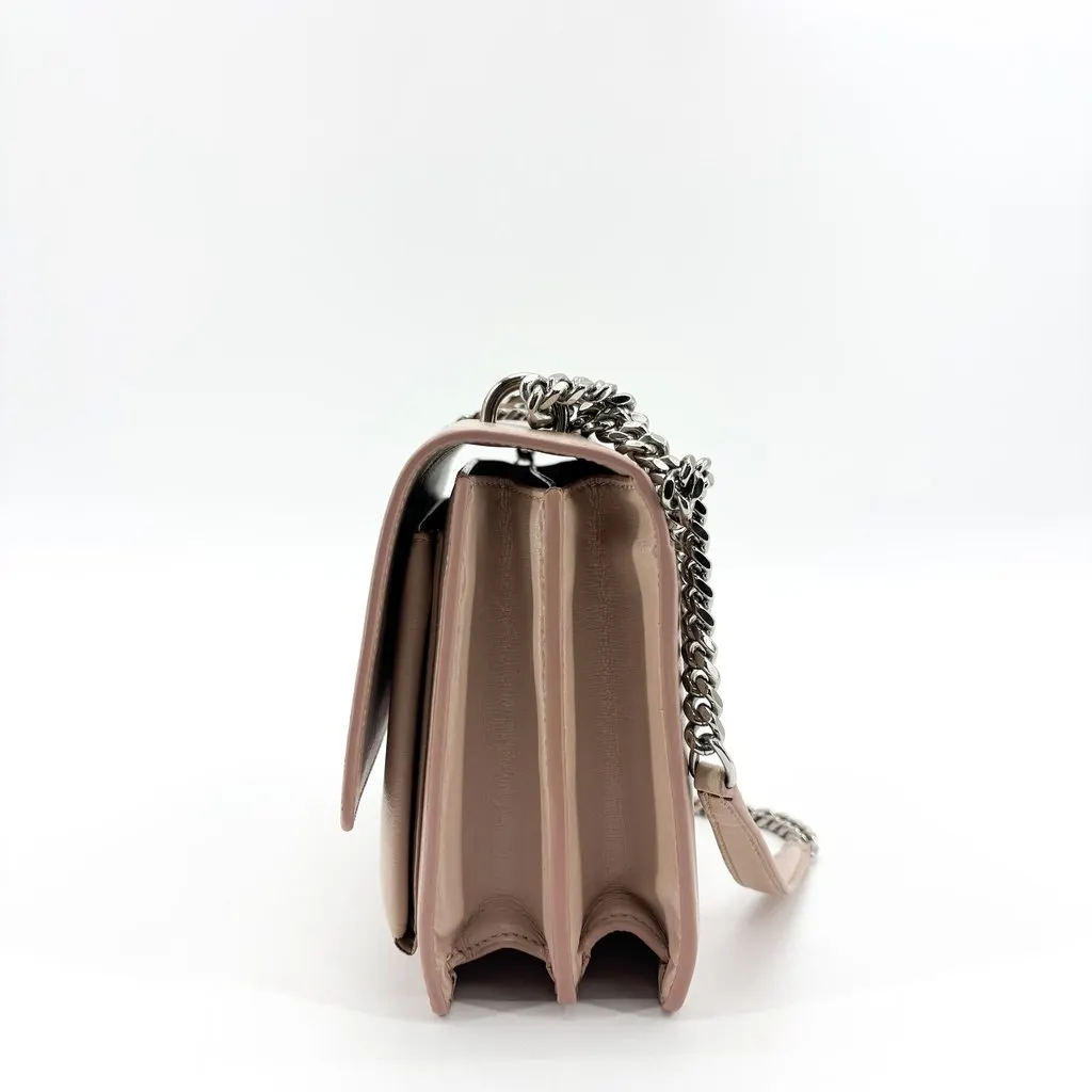 Saint Laurent Small Sunset Shoulder Bag Powder Pink Silver Beige Leather Good - Inside View
