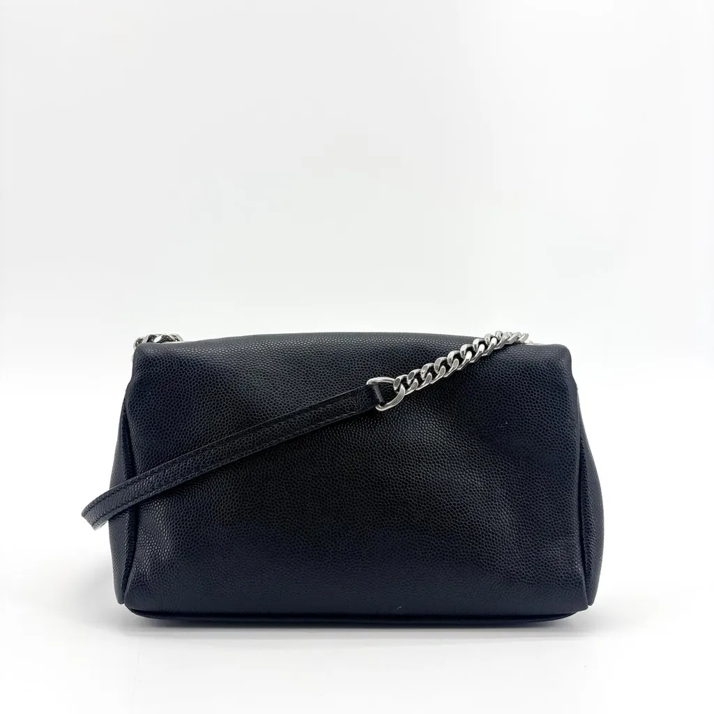 Saint Laurent Monogram Kate Supple Shoulder Bag Black Silver Black Leather Good - Back View