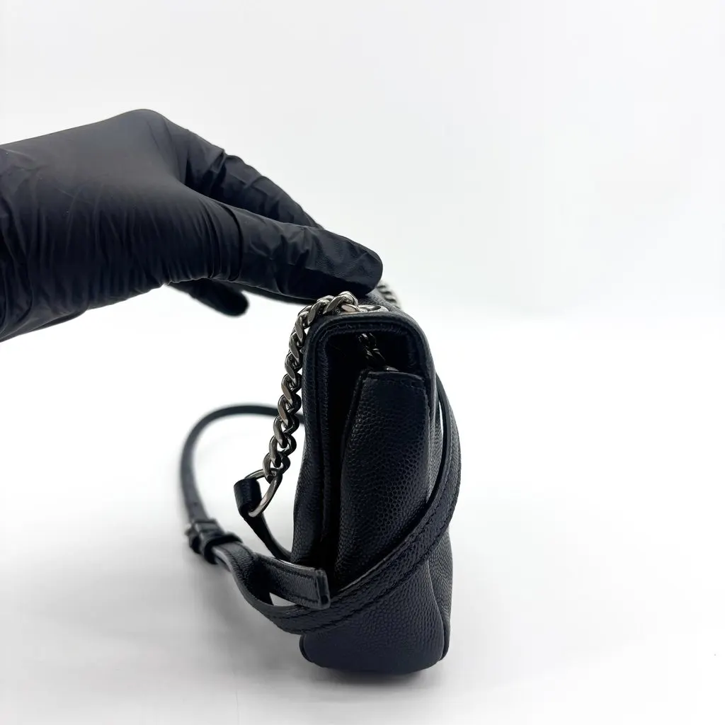 Saint Laurent Monogram Kate Supple Shoulder Bag Black Silver Black Leather Good - Inside View