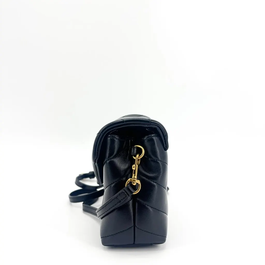 Saint Laurent Toy Loulou Bag in Quilted Leather Black Gold Black Leather Good - Model View