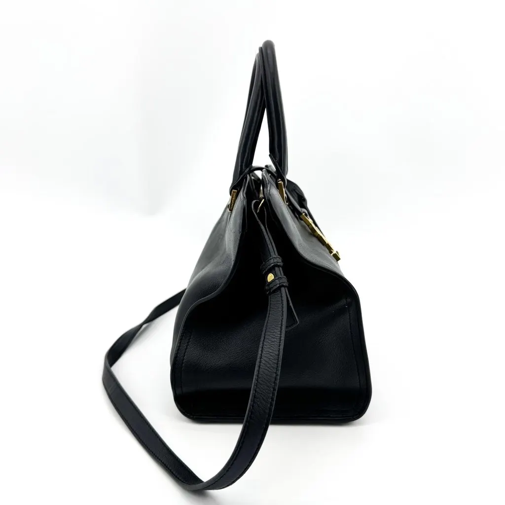 Saint Laurent Monogram Cabas Bag Small Black Gold Black Leather Fair - Box View