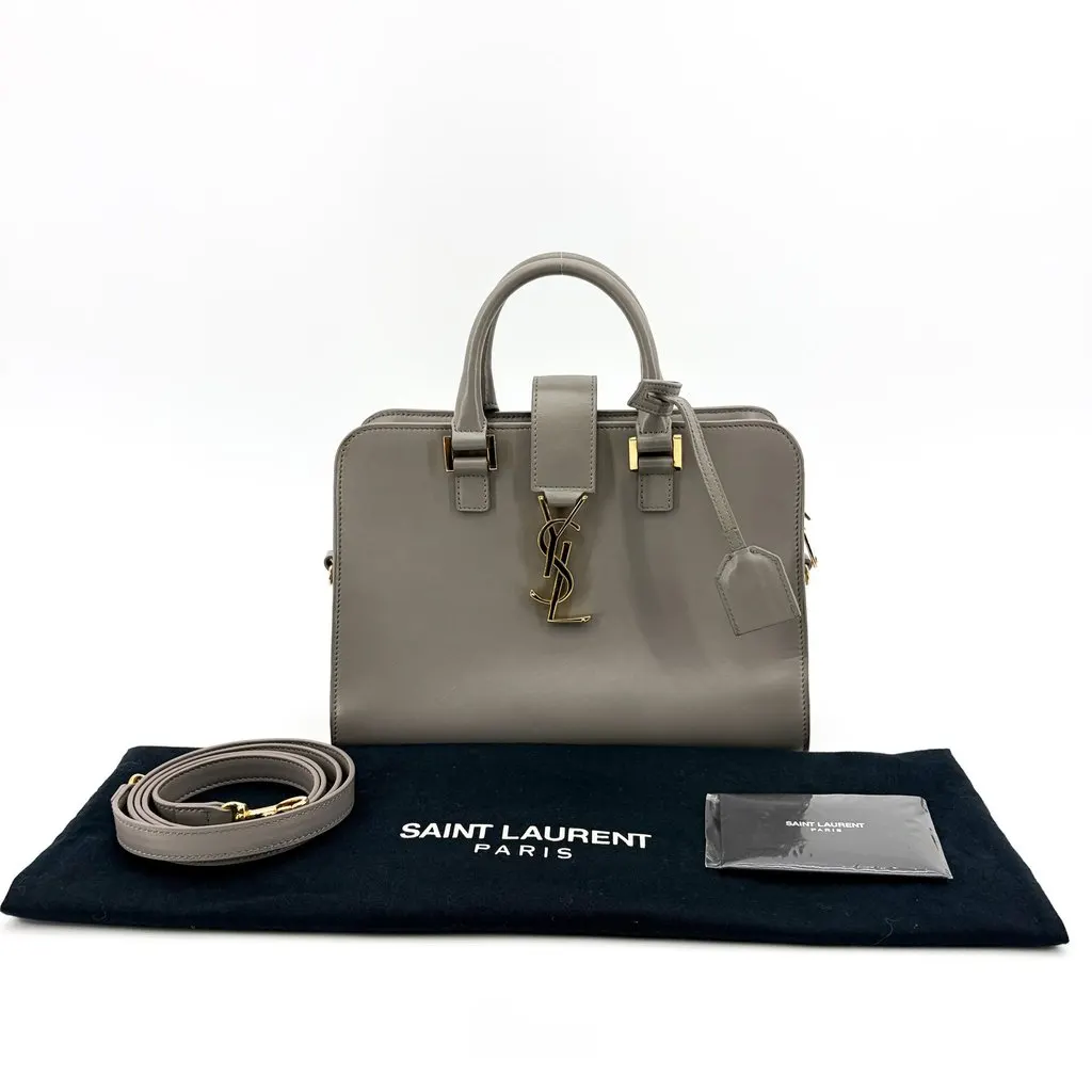 Saint Laurent Baby Monogram Cabas Bag Grey Gold MultiColor Leather Good - Back View