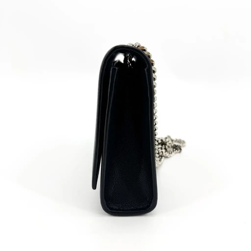 Saint Laurent Medium Kate Chain Bag in Grain de Poudre Embossed Leather Black Silver Black Leather Good - Inside View