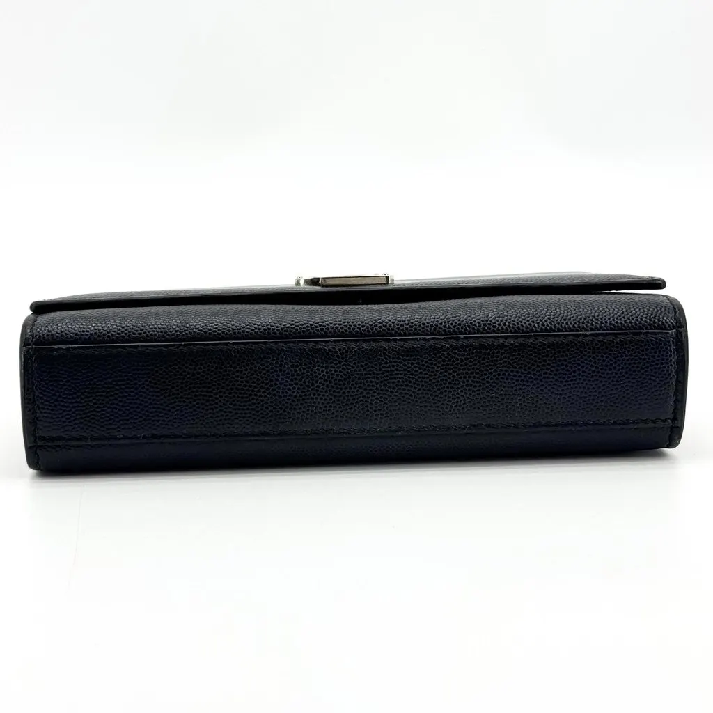 Saint Laurent Medium Kate Chain Bag in Grain de Poudre Embossed Leather Black Silver Black Leather Good - Model View